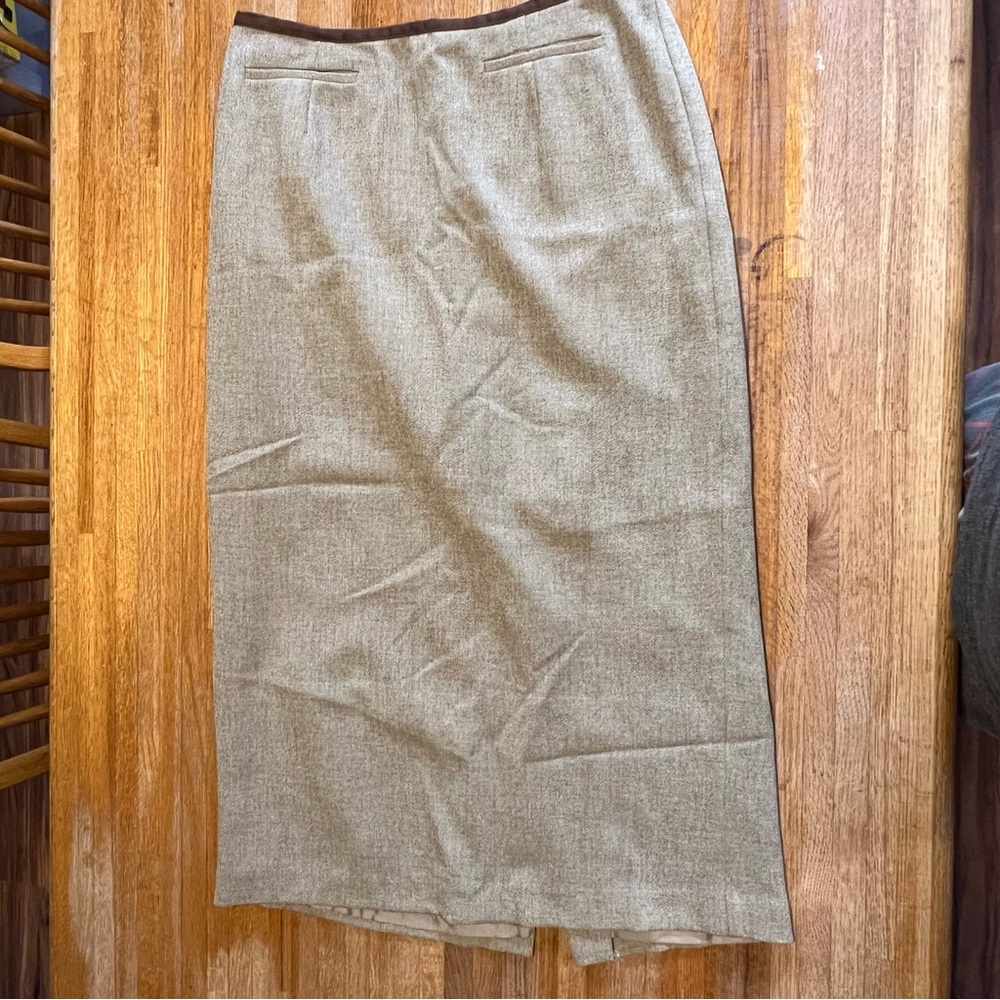 Emma & James Liz Claiborne Women 14 Heathered Beige Stretch Zip Office Skirt‎